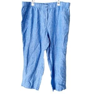 Talbots Pants Women's 2X Nantucket Washed Linen Wide Leg Cross Cye NWT